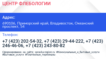 ЦЕНТР ФЛЕБОЛОГИИ - визитка