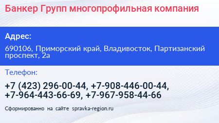 Банкер Групп многопрофильная компания - визитка