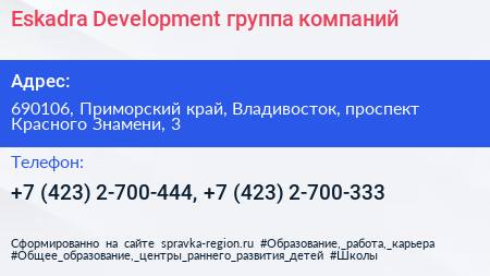 Eskadra Development группа компаний - визитка