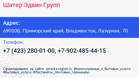 Шатер Эдвин Групп - визитка