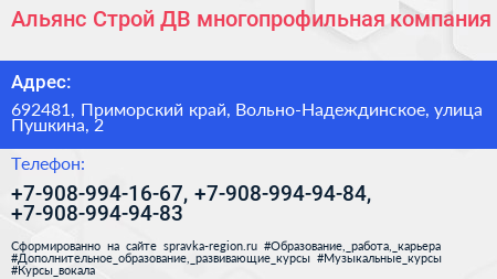 Альянс Строй ДВ многопрофильная компания - визитка