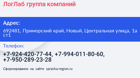 ЛогЛаб группа компаний - визитка