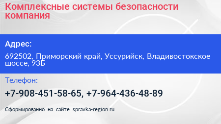 Комплексные системы безопасности компания - визитка