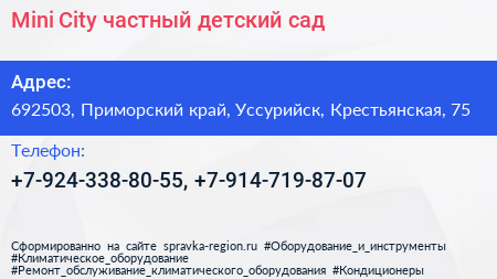 Mini City частный детский сад - визитка