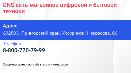 DNS сеть магазинов цифровой и бытовой техники - визитка