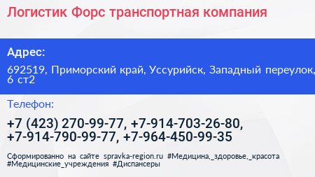 Логистик Форс транспортная компания - визитка