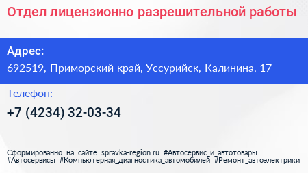 Отдел лицензионно разрешительной работы - визитка