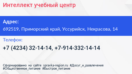 Интеллект учебный центр - визитка