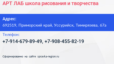 АРТ ЛАБ школа рисования и творчества - визитка