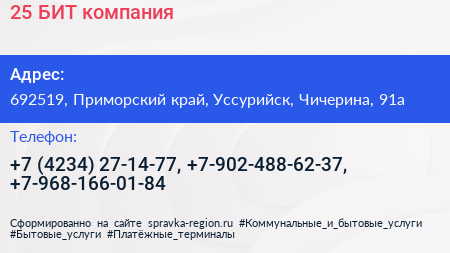 25 БИТ компания - визитка