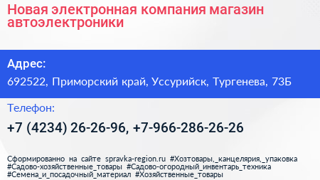 Новая электронная компания магазин автоэлектроники - визитка