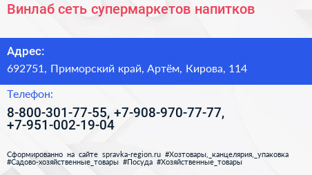 Винлаб сеть супермаркетов напитков - визитка