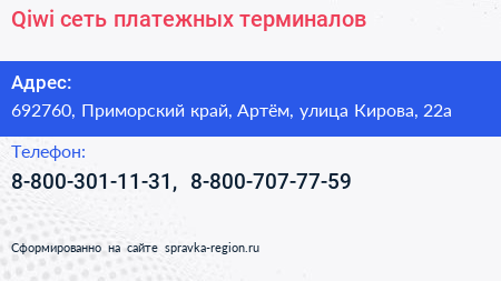 Qiwi сеть платежных терминалов - визитка