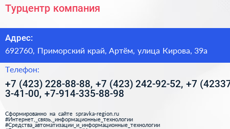 Турцентр компания - визитка