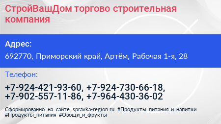 СтройВашДом торгово строительная компания - визитка
