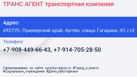 ТРАНС АГЕНТ транспортная компания - визитка