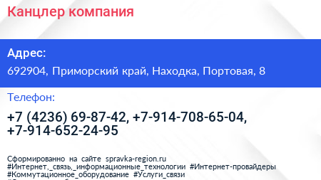 Канцлер компания - визитка