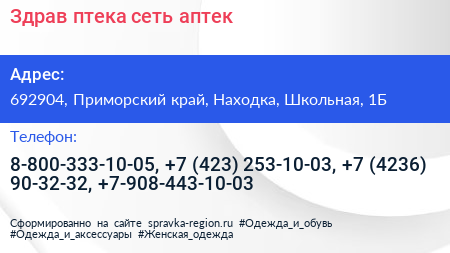 Здрав птека сеть аптек - визитка