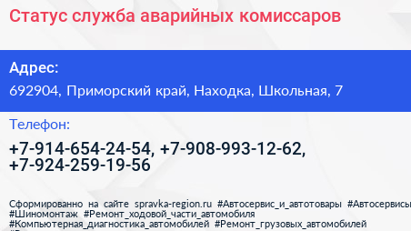 Статус служба аварийных комиссаров - визитка