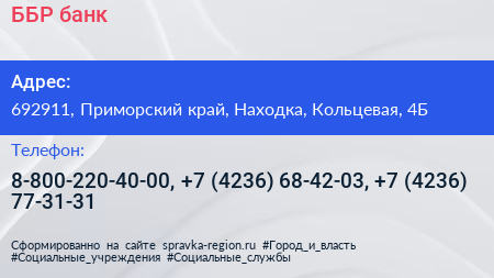 ББР банк - визитка