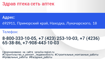 Здрав птека сеть аптек - визитка