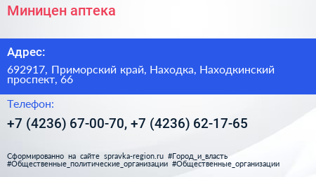 Миницен аптека - визитка