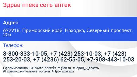 Здрав птека сеть аптек - визитка