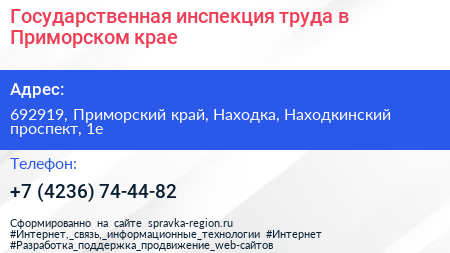 Государственная инспекция труда в Приморском крае - визитка