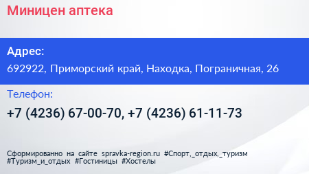 Миницен аптека - визитка