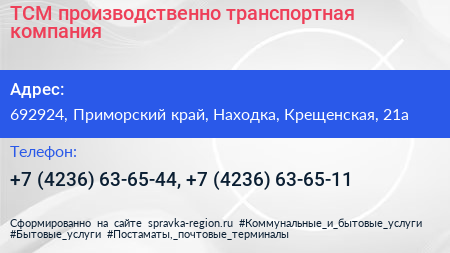 ТСМ производственно транспортная компания - визитка