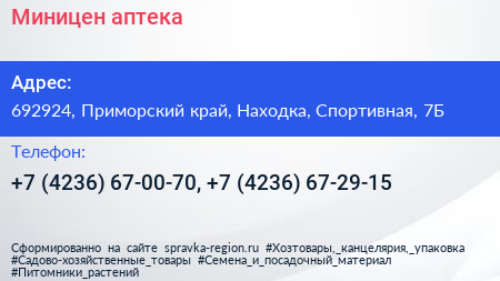 Миницен аптека - визитка