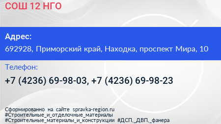 СОШ 12 НГО - визитка