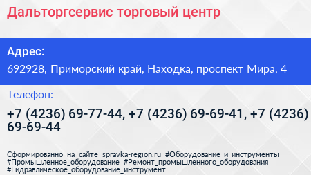 Дальторгсервис торговый центр - визитка