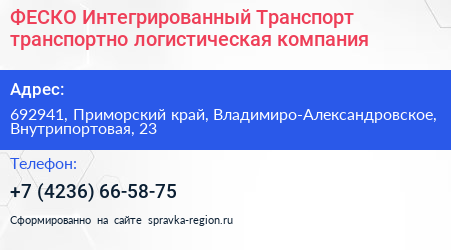 ФЕСКО Интегрированный Транспорт транспортно логистическая компания - визитка
