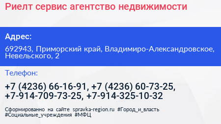 Риелт сервис агентство недвижимости - визитка