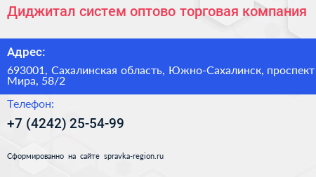 Диджитал систем оптово торговая компания - визитка