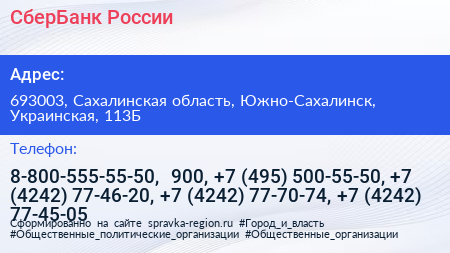 СберБанк России - визитка