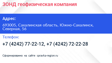 ЗОНД геофизическая компания - визитка