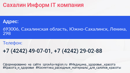 Сахалин Информ IT компания - визитка