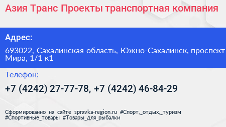 Азия Транс Проекты транспортная компания - визитка