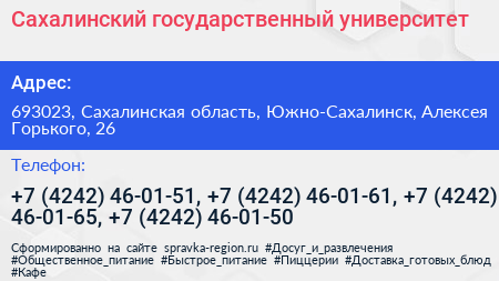Сахалинский государственный университет - визитка