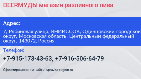 BEERМУДЫ магазин разливного пива - визитка