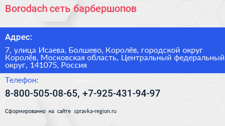 Borodach сеть барбершопов - визитка