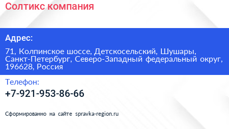 Солтикс компания - визитка