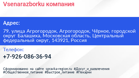 Vsenarazborku компания - визитка