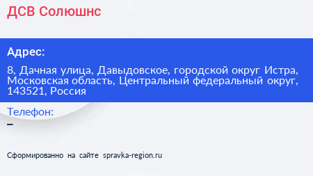 ДСВ Солюшнс - визитка