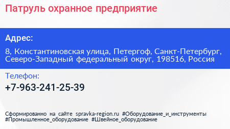 Патруль охранное предприятие - визитка