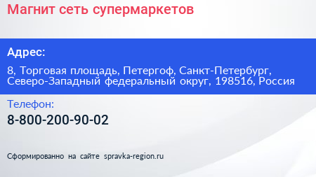 Магнит сеть супермаркетов - визитка
