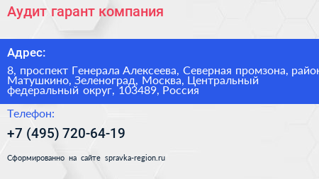 Аудит гарант компания - визитка