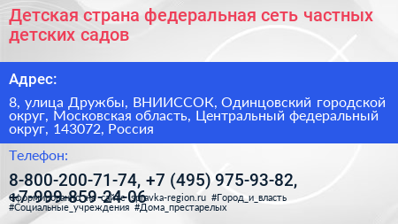 Детская страна федеральная сеть частных детских садов - визитка